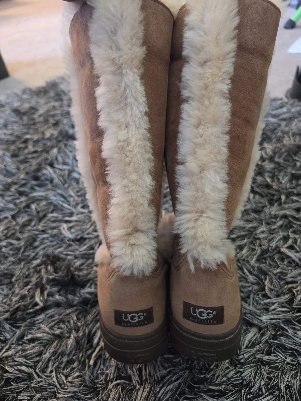 UGG Chestnut Suede Shearling Mid-Calf Boots